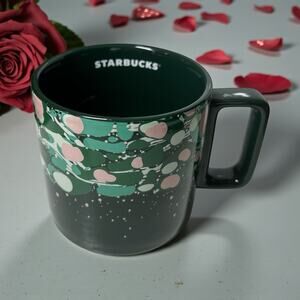 Starbucks 2022 Holiday Marble Forest Green Ceramic Coffee Mug EUC Winter Cup